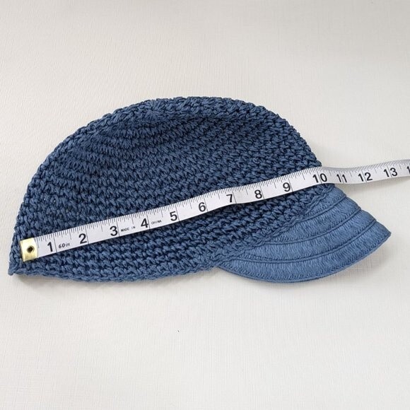 100% Paper Woven Cap Sun Hat Blue Lightweight Breathable Spring Summer - Picture 6 of 7